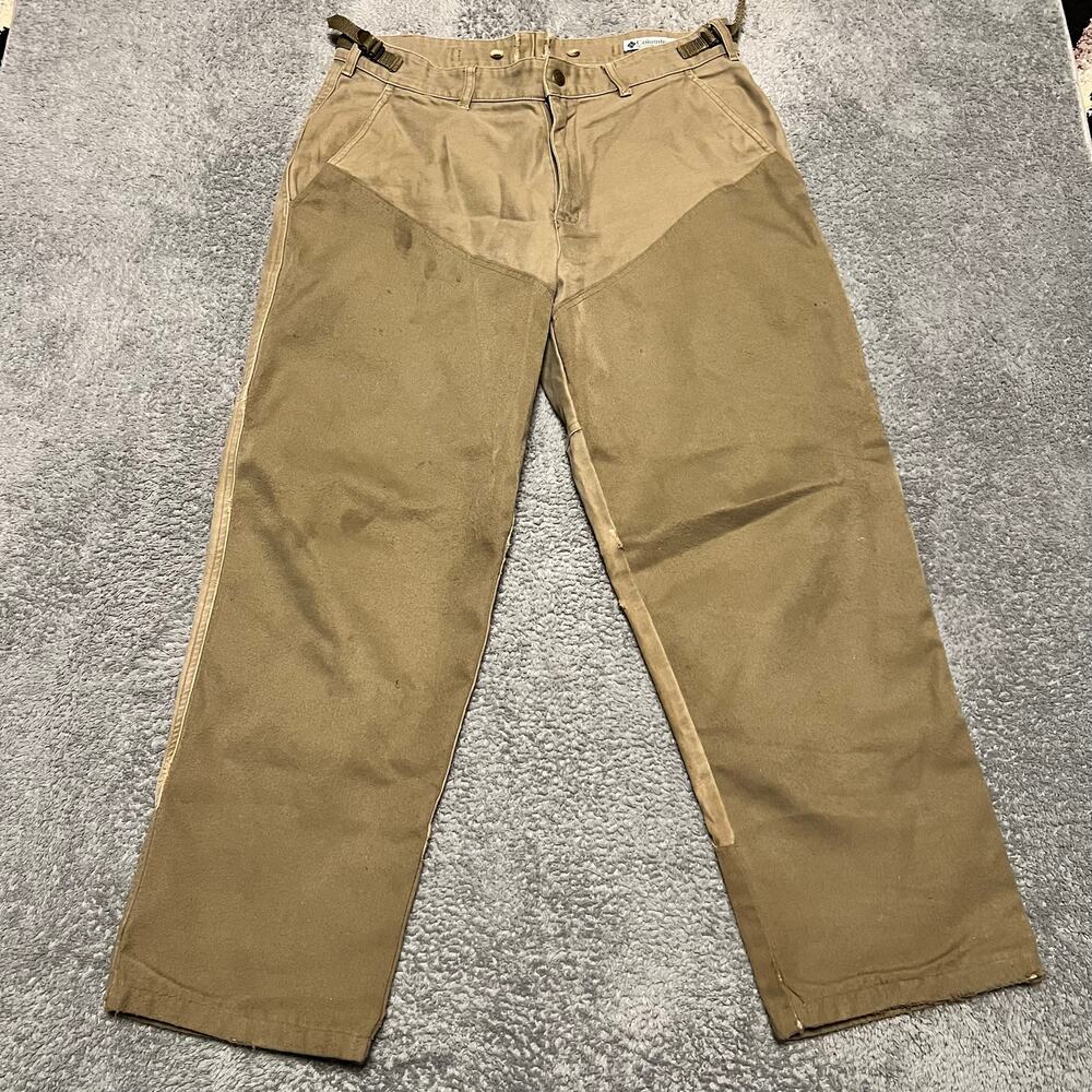 Vintage Columbia Pants Mens 36 Hunting Gear Double Knee Brown Two Tone **